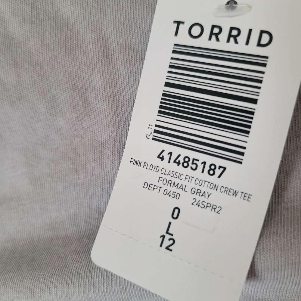 Torrid True Vintage Gray PINK FLOYD  Band Tee Top 0X Sz 12 Graphic Oversized NWT - Picture 4 of 5